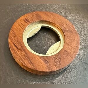 Wood & Gold Round Bottle Opener – Modern Bar Tool